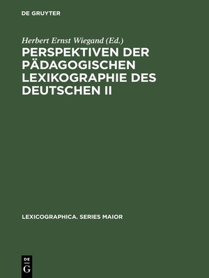 cover image of Perspektiven der pädagogischen Lexikographie des Deutschen II